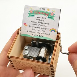 Luteney Nanny Gifts from Grandchildren,Wooden Music box Gifts for Nana,Nan Grandma Birthday Christmas Wind Up Music Box Gifts