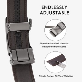 BOSTANTEN Ratchet Mens Belt Leather Dress and Casual with Adjustable Buckle, Trim to Fit