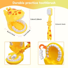 Ceonam Cartoon Giraffe Early Education Dental Toy Set - Cute Interactive Teeth Model with Toothbrush for Teaching Brushing, Toothbrushing Trainer, Teeth Development Tool for Baby Toddler Kids