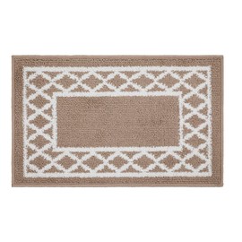 Marina Decoration Decor Luxury Non-Slip Rubber Backing Safety Soft Runner Area Carpet Floor Area Rug Indoor Interior Accent Decorative Mat, Taupe Color Moroccan Trellis Design, 20 x 32 Inch
