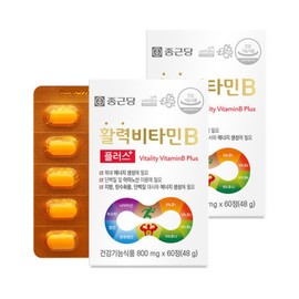 Chong Kun Dang Vitality Vitamin B Plus 60 Tablets, 2 Boxes (4-Month Supply) / Vitamin B1, B12, Pantothenic Acid, Biotin, Folic Acid / 종근당 활력 비타민B 플러스 60정 2박스 4개월분  비타민B1 B12 판토텐산 비오틴 엽산