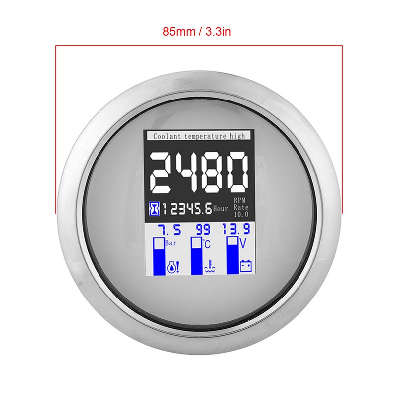 85mm Integrated Gauge Multifunction IP67 316 Stainless Steel Boats Yachts