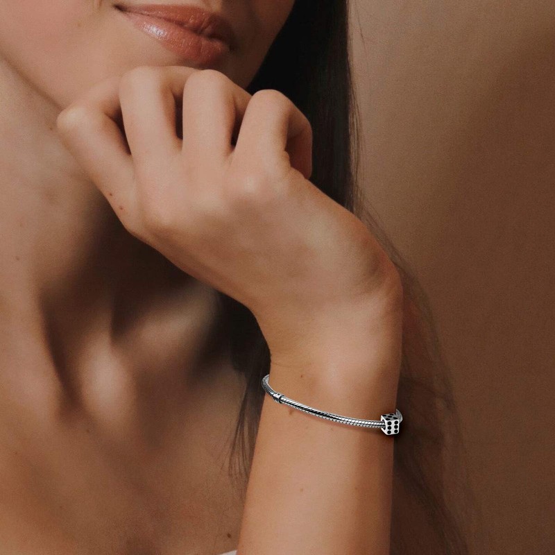 Quiges 925 Sterling Silver 3D Cube Charm Bead, enamel