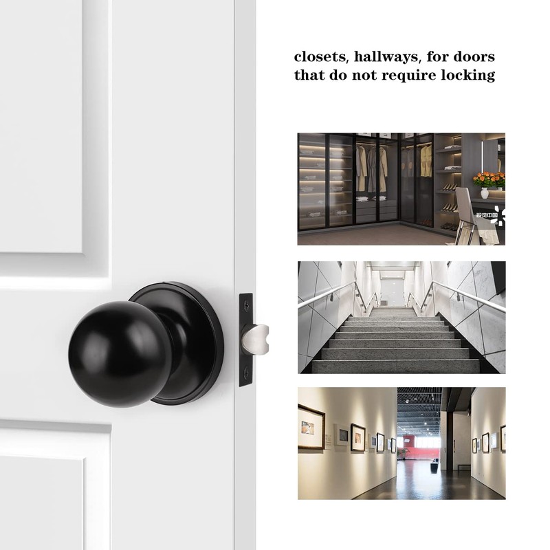 Probrico Passage Door Knobs Handle for Hall or Closet Round