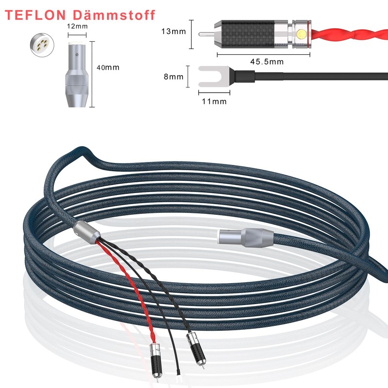Monosaudio High End Tonearm Cable Phono Cable 1M OFC Silver-Plated