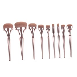 Mikinona Professional Makeup Brush Set 9 Pcs Brush Kit Electroplated Handle Soft Dense Nylon Bristles Non-shedding Ideal for Daily Professional Use