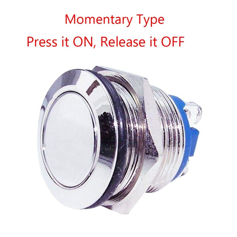 ESUPPORT Car 16mm Momentary Stainless Metal Push Button Switch Pack