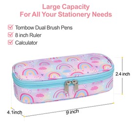 Bagseri Pencil Case for Girls - Special Cute Pencil Pouch for Kids Large Capacity Pencil Bag Aesthetic Pencil Box for School (Pink Rainbow)