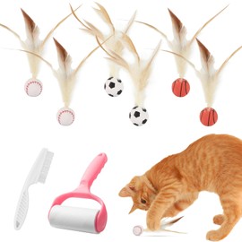 LETTERASHQP 8 Stück Interaktives Katzenspielzeug Ball Feder Interaktiver Spielball für Katzen Katzenspielzeug Interaktiv Katzenball Katzenbälle Interaktives Spielzeug für Katzen Interactive Cat Toy