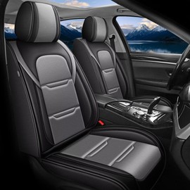 Seat Covers for Car Full Set Fit for Subaru Outback 2010-2023 2024 2025 Faux Leather 5 Seat Covers Waterproof Seat Protectors Automotive Seat Cushion with Airbag Compatible(5 Seat,Black&Grey)