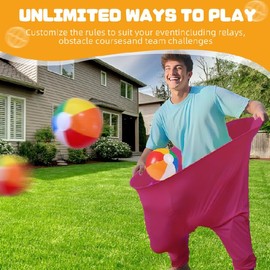 Granny Pants Yard Game Sets(2Pcs), Granny Pants Outdoor Games for Adults and Family, Party Field Day Games with 12 Bouncy Balls, More Balls for Backyard Park Beach (Pink)