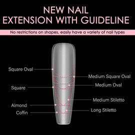 Wellquinn XXL Almond Nails with Guidelines 300pcs Pre-shape Gel Acrylic Nail Tips Full Cover Extra Long Almond Press on Nails for Nail Extension Home DIY Nail Salon 15 Sizes