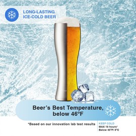 LocknLock Beer Tumbler with Lid for Drink, Beverage, Cocktail, Condensation Free, Double Wall Insulated, Stainless Steel, Pilsner-Style Drinkware, 560ml, Silver