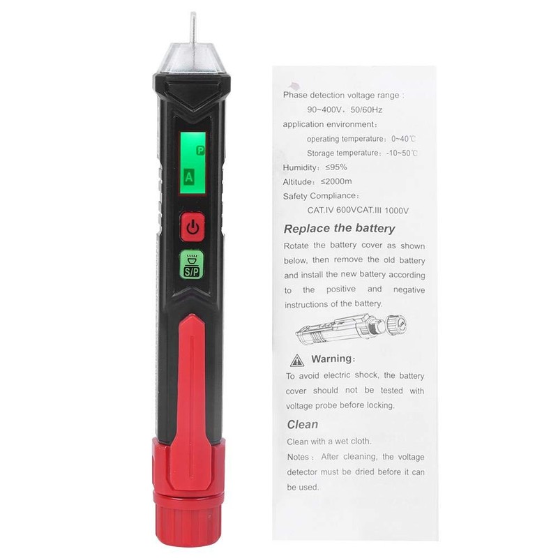 Non-Contact Voltage Tester/Phase Tester, 3 Phase 12-1000V AC Current Tester