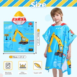 WERNNSAI Truck Kids Beach Towel - Hooded Towel Wrap 27" x 27" Kids Hooded Poncho Sand Free Beach Towel for Girls Bath Pool Quick Dry Soft Kids Bath Towel for Travel Shower Swim