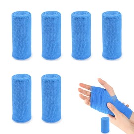 DeaHea 6 Pack Gauze Rolls Bandages Stretch Bandage Wrap Gauze Pads Holder Keeper Latex-Free Bandage Roll for First Aid Wound Care Wound Dressing Sponges Sports Injury Treatment Individual Wrapped Blue