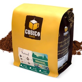 Brazil Coffee, Ground Coffee, Premium Brazilian Santos Natural Single Origin Fresh Roasted Ground Coffee | Cubico Coffee | 1 Pound Bag