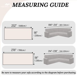 HDCAXKJ Sectional Couch Covers L Shape Corner Sofa Cover Blanket Jacquard Knitted U Shaped Sofa Slipcovers with Tassel Soft Washable Non Slip Pet Dog Furniture Protector (Cream White, 91x252 inch)