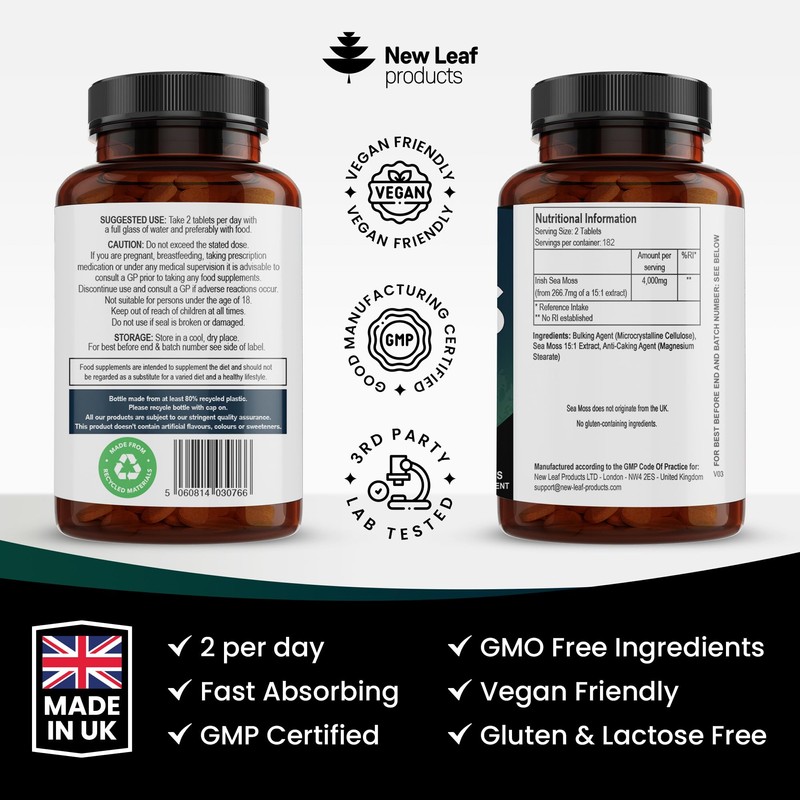 Sea Moss Tablets Extract High Strength 4000mg - Sea Moss
