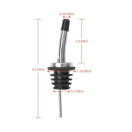 6-Pack Premium Stainless Steel Classic Tapered Spout Bottle Pourers with Rubber Dust Caps - Ideal for Standard Sized Liquor, Wine, Coffee, Syrup, Vinegar, Snow Cone and Olive Oil Bottles