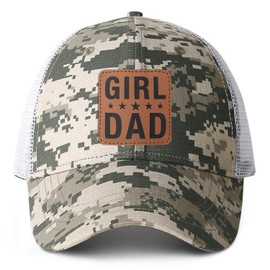 Girl Father Daddy Dad camo Leather Patch hat,Gifts Fathers Day Birthday for Dad Papa Adjustable Hats from Son Daughter