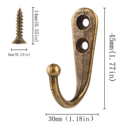 Umsole 10 Pieces Wall Mounted Hooks Coat Hooks Robe Hooks Hangers with 20 Pieces Screws in Nickel (Bronze)