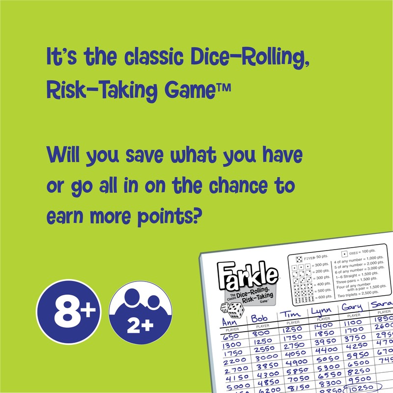 Farkle Classic Dice Game – Kids, Family Games, Travel Game,