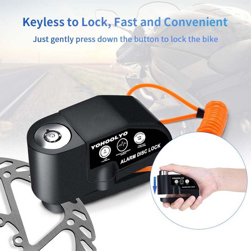 Yohoolyo Alarm Disc Lock Motorcycle Disc Brake Lock Anti-theft Waterpr