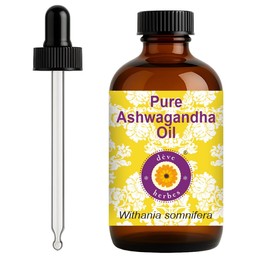 dève herbes Ashwagandha Oil (Withania somnifera) with Glass Dropper | Infused | Pure | Non-Sticky | Lightweight | For Facial Care | Men & Women | 120ml (4 oz)