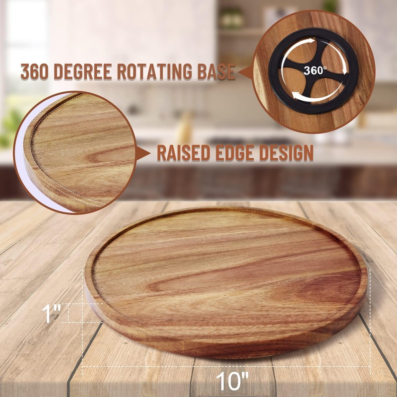 10-inch Acacia Wood Lazy Susan Organizers, ACIAZAAZ Lazy Susan Turntable
