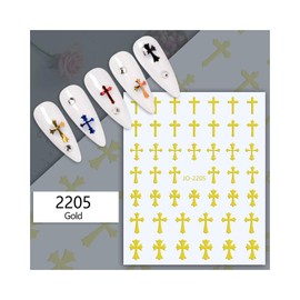Generic Cross Nail Sticker Gold Silver Black White Nail Decals Jo2205 Gold Nail Wraps Stickers Manicure Supplies for Women Nails Full Long Lasting Easy Apply and Remove