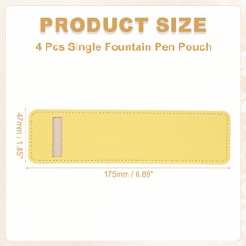 PATIKIL 7 Inch Pen Sleeve Case, 4Pcs PU Leather Pen Pouch Single Fountain Pouch Protective Cover Holder for Office Ballpoint Pencils Touch, Yellow