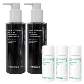 Innisfree Black Volcanic Pahar Pore Cleansing Oil 2pcs + Hyaluronic Acid Serum 15mlx3pcs free / 이니스프리 블랙 화산송이 파하 모공 클렌징 오일 2개+히알루론산 세럼 15mlx3개 증정