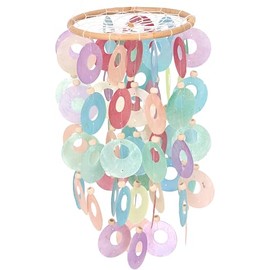 GURU SHOP Round Shell Wind Chime – Colourful, Multicoloured, Shell Discs, 40 x 15 x 15 cm, Wind Chimes & Wind Chimes