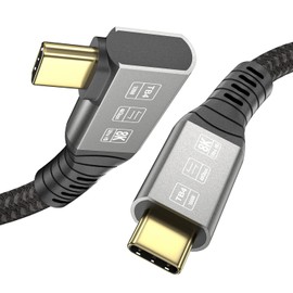 ConnBull Cable for Thunderbolt 4 1.2 m, TB4 Cable Angle 90 Degree Transfer Rate 40 Gbit/s/8K @ 60Hz Video/100 W Charge, Compatible with Thunderbolt 3/USB4, MacBooks, eGUP