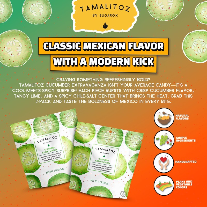 Tamalitoz Cucumber Extravaganza – Spicy Cucumber Mexican Hard Candy Filled