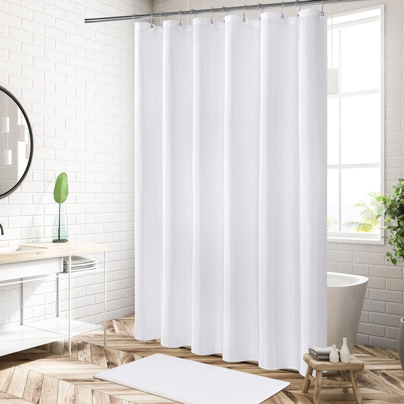 MitoVilla Long Fabric Shower Curtain Liner, Soft & Lightweight Shower