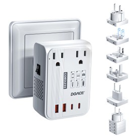 DOACE 220V to 110V Converter for European Travel - 350W Cordless Voltage Converter US to Europe, Power Converter Adapter Combo with PD Chargers for Hair Straightener Shaver Toothbrush Laptop Phone