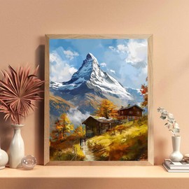 SVINOILER Switzerland Matterhorn Paint by Numbers Kit for Adults, Paint by Number on Canvas, Abstract Art Digital Oil Painting Kits Suitable for Home Wall Decoration Gift 20"x16"