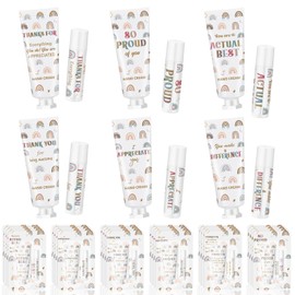 Loopeer 24 Set Bulk Christmas Team Appreciation Gifts for Employees Lip Balm and Hand Cream Gift Set Boho Rainbow Thank You Favors for Women Coworkers Staff Teachers Nurse Volunteer Leaving Farewell