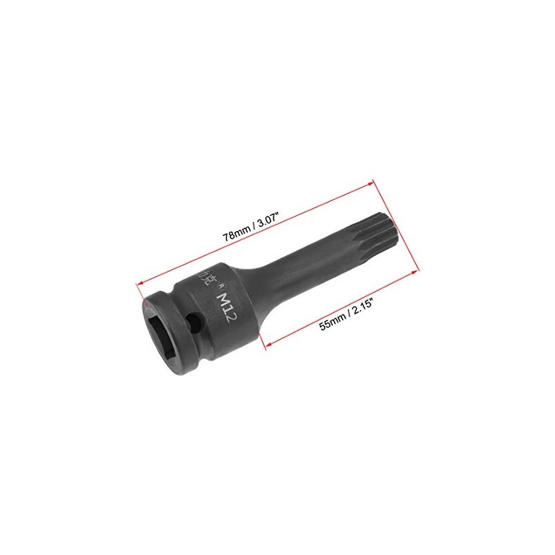 uxcell 1/2" Drive x M12 (12mm) Impact Triple Square Spline