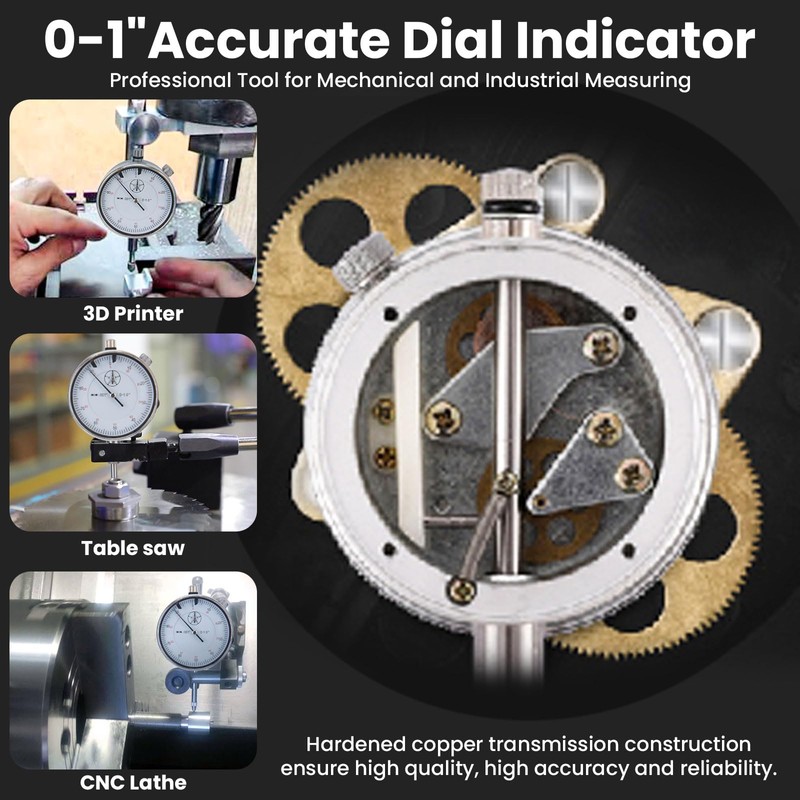 Dial Indicator with Magnetic Base and Point Precision Inspection Set,
