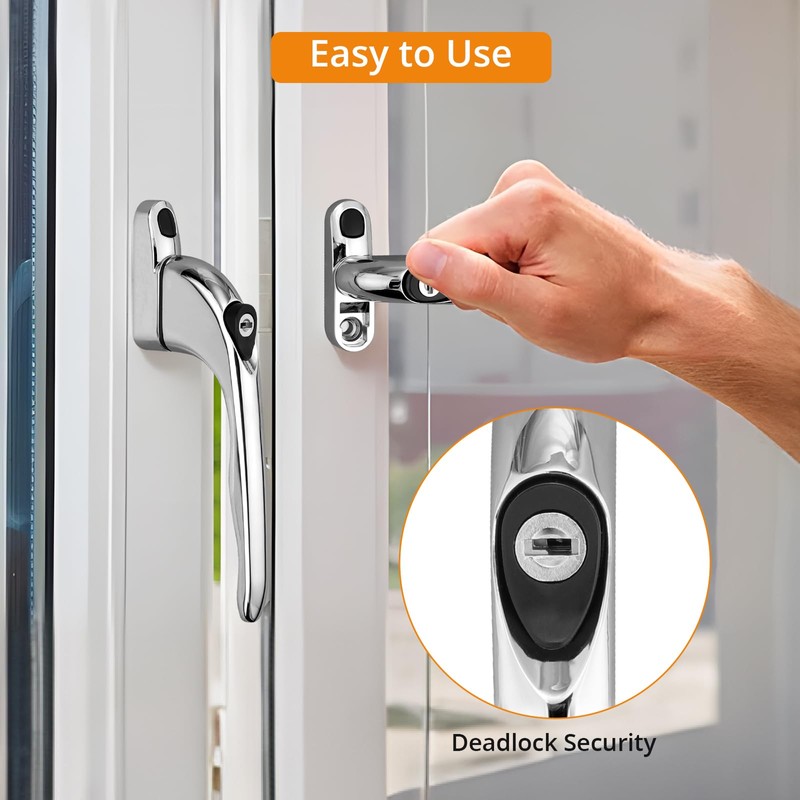 Neoteck 2PCS Inline Window Handle, Universal Espag Key Locking, Lockable