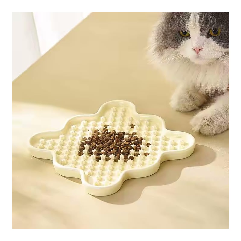 Fussy Cat Ceramic 'Lick Mat' Cat Slow Puzzle Feeder Bowl.