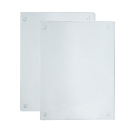 Murrey Home Glass Cutting Board Set for Kitchen Counter, Tempered Glass Chopping Boards Dishwasher Safe, Small Clear Countertop Tray, 16"x12"