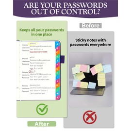 hi!SCI Password Keeper Book with Colorful Alphabetical Tabs, Hardcover Password Log-book for Internet Password and Website Address, 4.1'' x 6.2'' Password Notebook for Home Office (Royal Purple, Small