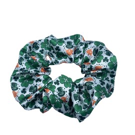 St.Patrick's Day Hair Scrunchies,Green Shamrock Ponytail Holders Green Clover Hair Scrunchy Ties JHSP65 (Set-C)