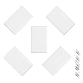 iMBAPrice Blank Wall Plate Outlet Cover for Thermoset/Box Mount/Wall Outlet/Light Switch and More - White (Pack of 5)