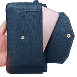 YALUXE Wristlet for Women Genuine Leather Crossbody Clutch Cellphone Smartphone Wallet Vintage Purse Travel