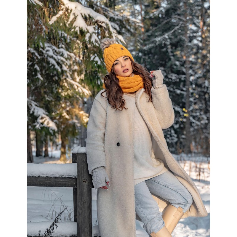 VIVISENCE 7014 Women's Bobble Hat Winter Warm Thick Patterned Made